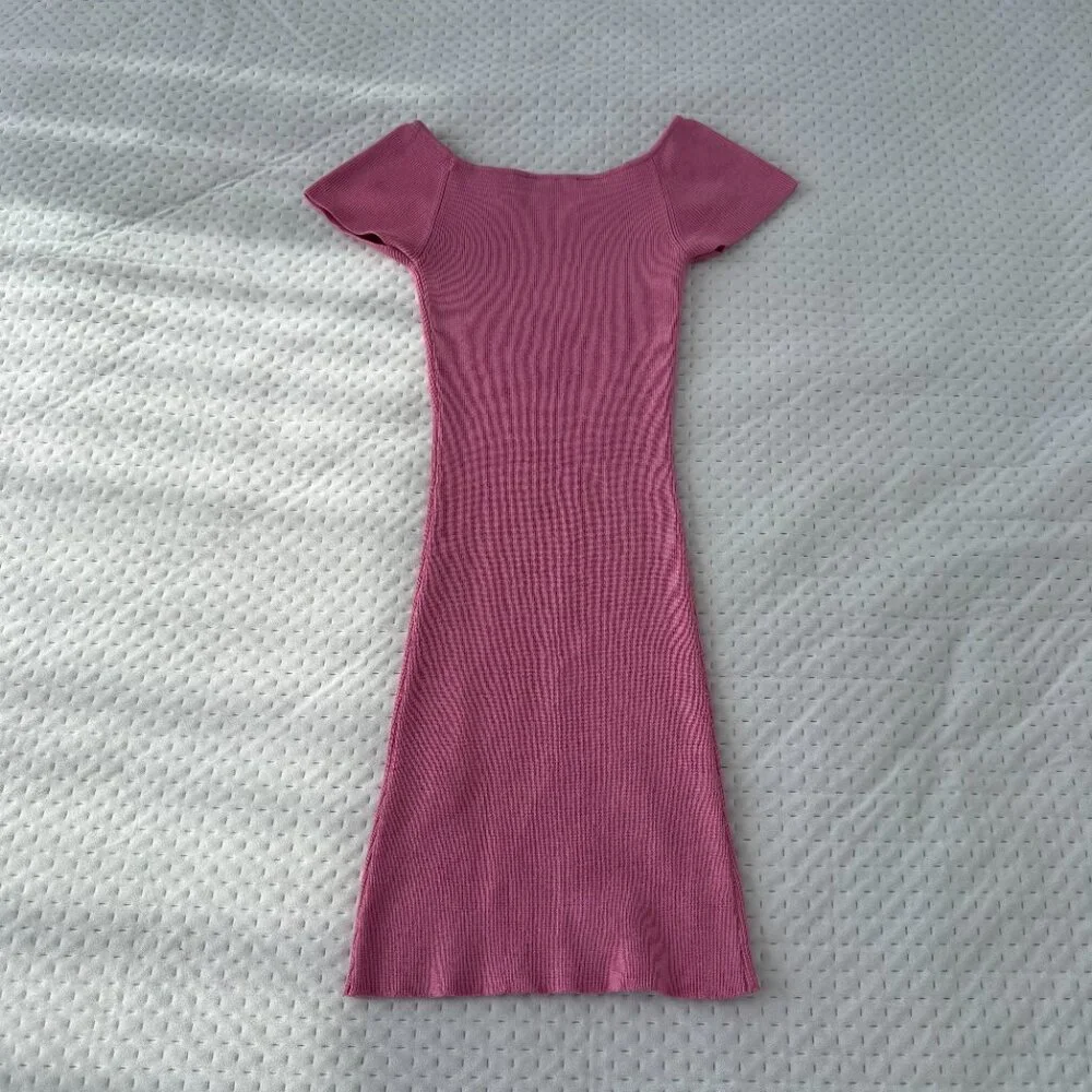 Dynamite Pink Ribbed Mini Dress - Picture 5 of 5